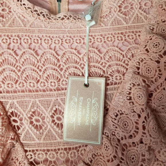 Champagne & Strawberry crochet top size M NWT - Picture 8 of 11